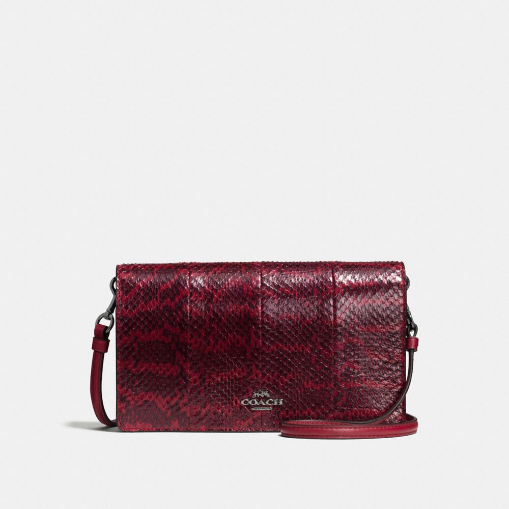 Foldover Crossbody Clutch In Snakeskin