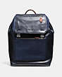 COACH®,MANHATTAN BACKPACK IN MIXED LEATHERS,Leather,Large,Indigo/Midnight/Black Antique Nickel,Front View