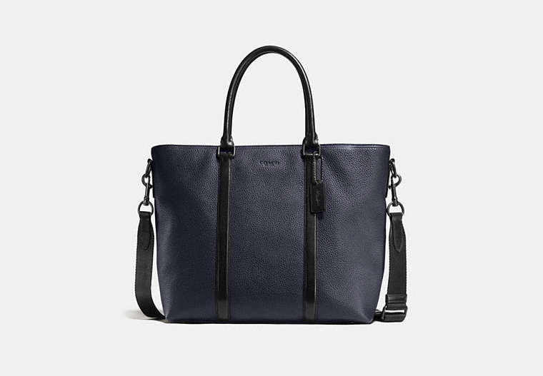 COACH®,HARNESS METROPOLITAN TOTE,Leather,X-Large,Black/Midnight,Front View