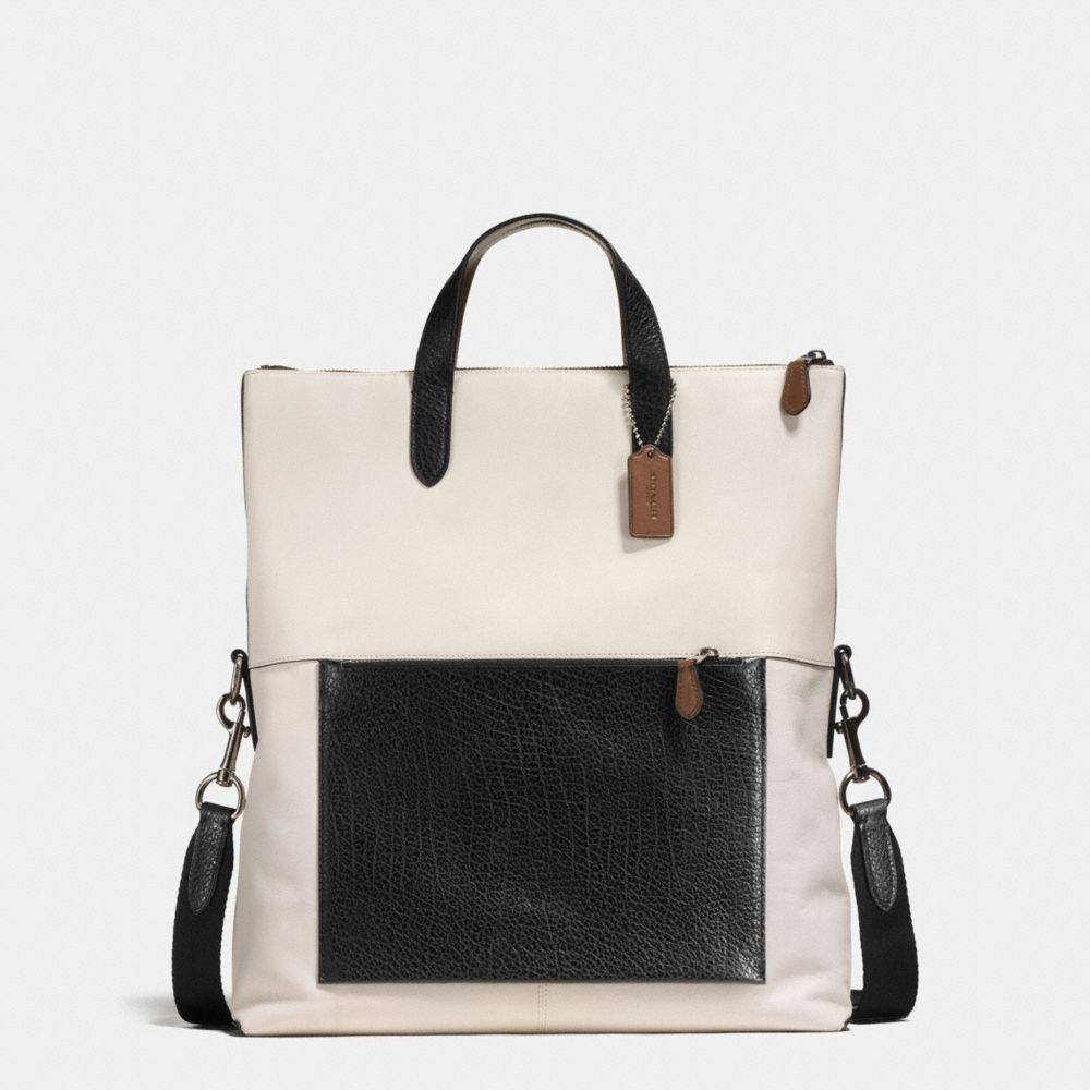 Manhattan Foldover Tote In Mixed Leathers