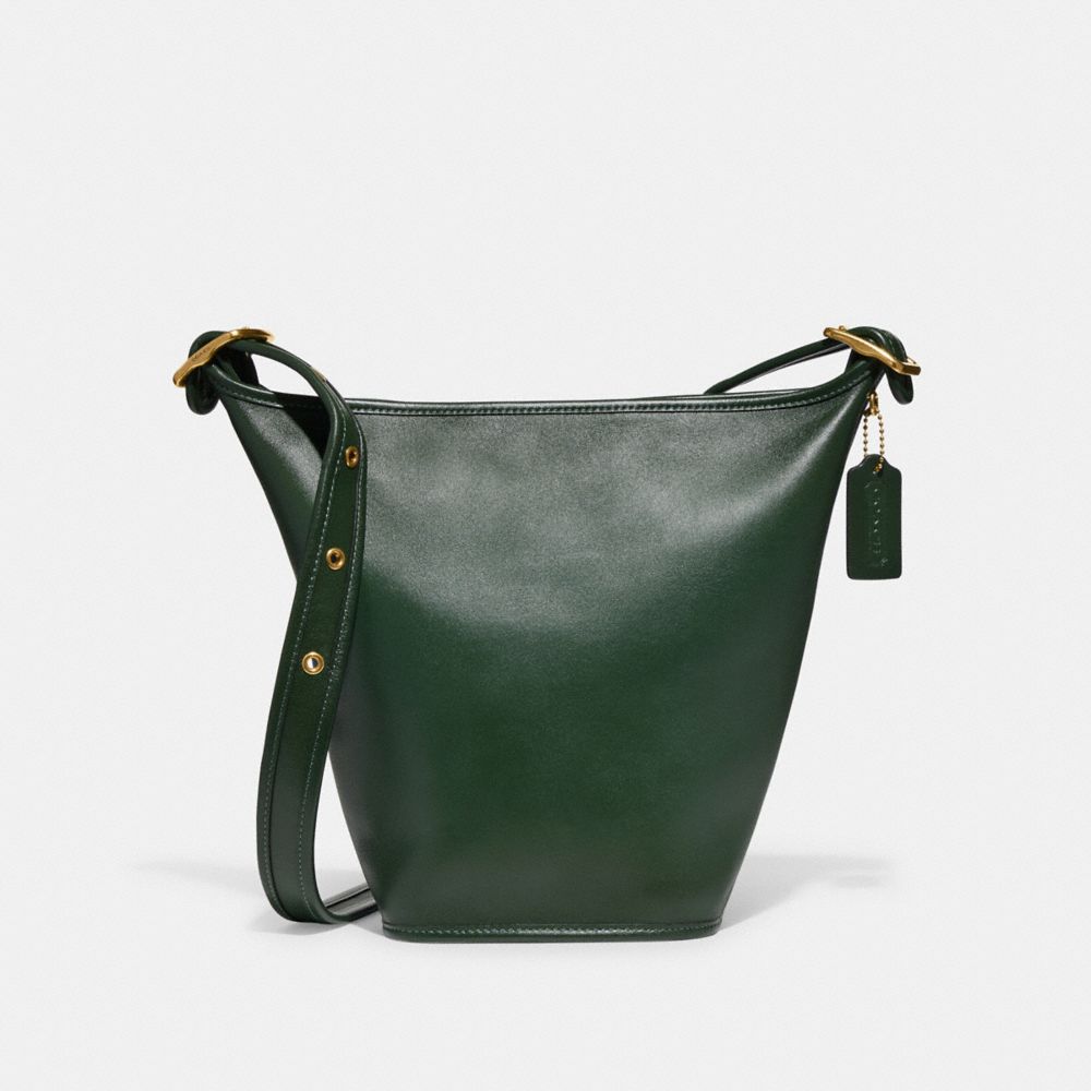 COACH®,DUFFLE 16,Glovetan Leather,Medium,Brass/Hunter Green,Front View