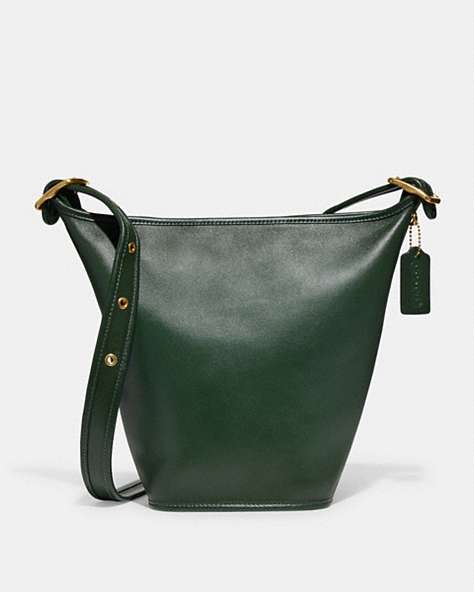 COACH®,DUFFLE 16,Smooth Leather,Medium,Brass/Hunter Green,Front View