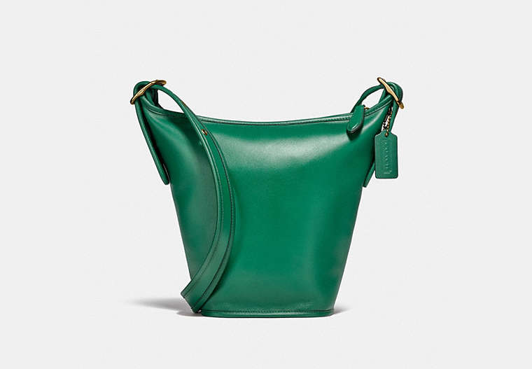 COACH®,DUFFLE 16,Glovetanned Leather,Medium,Brass/Green,Front View