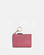 COACH®,MINI SKINNY ID CASE,Coated Canvas,Mini,Gold/Dusty Pink,Front View
