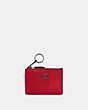 COACH®,MINI SKINNY ID CASE,Coated Canvas,Mini,Gunmetal/Red Apple,Front View