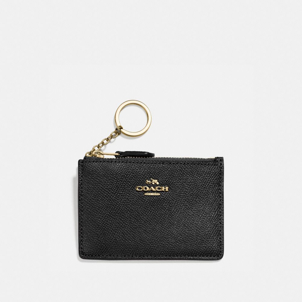 COACH®,MINI SKINNY ID CASE,Mini,Light Gold/Black,Front View