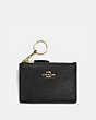 COACH®,MINI SKINNY ID CASE,Coated Canvas,Light Gold/Black,Front View