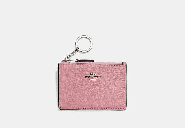 COACH®,MINI SKINNY ID CASE,Coated Canvas,Mini,Silver/Pink,Front View
