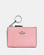 COACH®,MINI SKINNY ID CASE,Coated Canvas,Mini,Silver/Peony,Front View