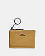 COACH®,MINI SKINNY ID CASE,Coated Canvas,Pewter/Flax,Front View