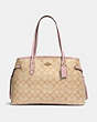 COACH®,DRAWSTRING CARRYALL IN SIGNATURE CANVAS,pvc,X-Large,Gold/Light Khaki Blossom,Front View