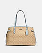 COACH®,DRAWSTRING CARRYALL IN SIGNATURE CANVAS,pvc,X-Large,Silver/Light Khaki Pale Blue,Front View