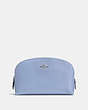 COACH®,COSMETIC CASE 17,Pebble Leather,Mini,Silver/Mist,Front View