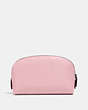COACH®,COSMETIC CASE 17,Pebble Leather,Mini,Pewter/Aurora,Back View