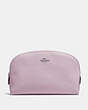 COACH®,COSMETIC CASE 22,Leather,Silver/Ice Purple,Front View