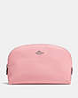 COACH®,COSMETIC CASE 22,Leather,Silver/Peony,Front View