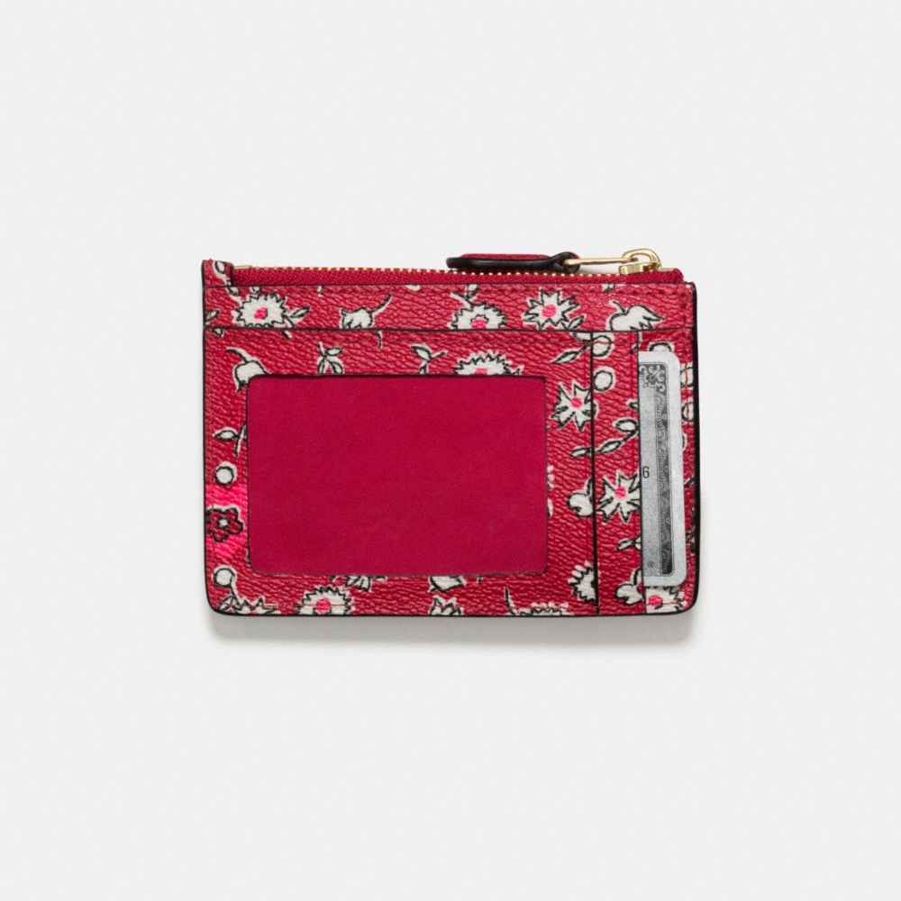 COACH®,MINI SKINNY ID CASE IN WILD HEARTS PRINT COATED CANVAS,Novelty Print,Light Gold/Wild Hearts Red Multi,Back View