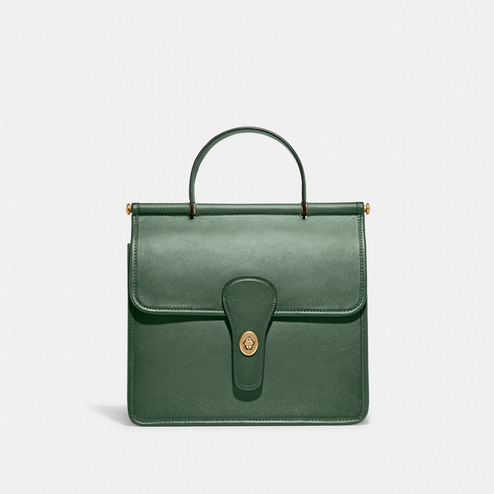 Green Genuine Leather Top Handle Minimalist Bucket Bag With Wide Strap