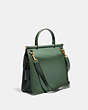 COACH®,WILLIS TOP HANDLE,Smooth Leather,Medium,Brass/Hunter Green,Angle View
