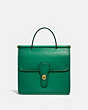 COACH®,WILLIS TOP HANDLE,Smooth Leather,Medium,Brass/Green,Front View