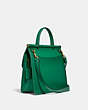 COACH®,WILLIS TOP HANDLE,Smooth Leather,Medium,Brass/Green,Angle View