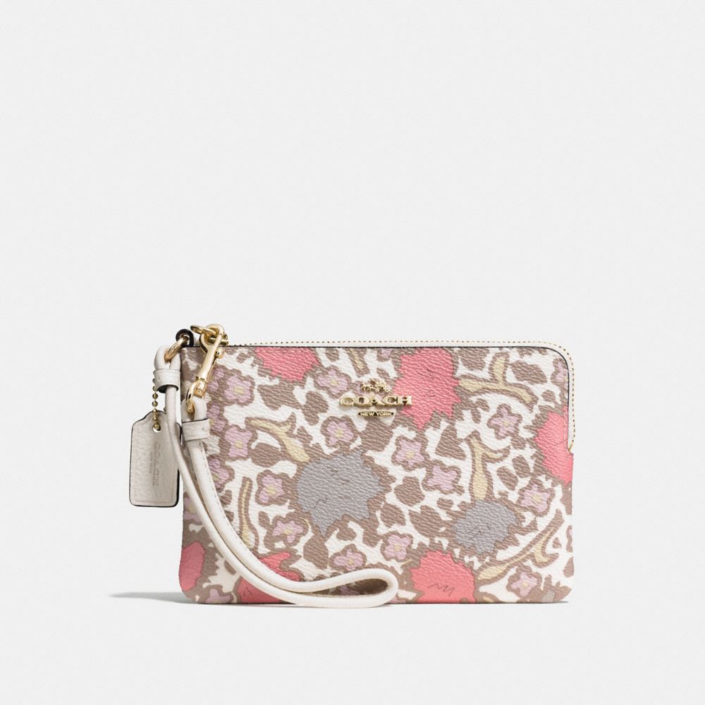 Small Wristlet In Yankee Floral Print Coated Canvas