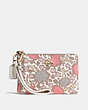 COACH®,SMALL WRISTLET IN YANKEE FLORAL PRINT COATED CANVAS,pvc,Light Gold/Beechwood Yankee Floral,Front View