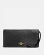 COACH®,SLIM WALLET,Leather,Light Gold/Black,Front View