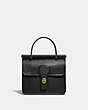 COACH®,WILLIS TOP HANDLE 18,Smooth Leather,Small,Brass/Black,Front View
