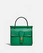 COACH®,WILLIS TOP HANDLE 18,Smooth Leather,Small,Brass/Green,Front View