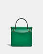 COACH®,WILLIS TOP HANDLE 18,Smooth Leather,Small,Brass/Green,Back View