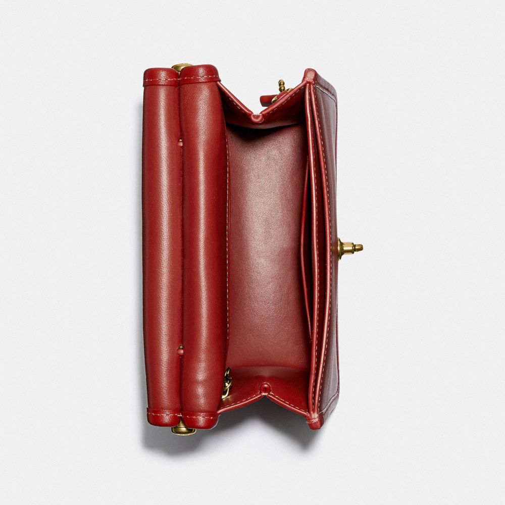 COACH®,WILLIS TOP HANDLE 18,Glovetan Leather,Small,Brass/Red Sand,Inside View,Top View