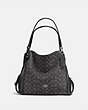 COACH®,EDIE SHOULDER BAG 31 IN SIGNATURE JACQUARD,Leather,Silver/Black Smoke,Front View