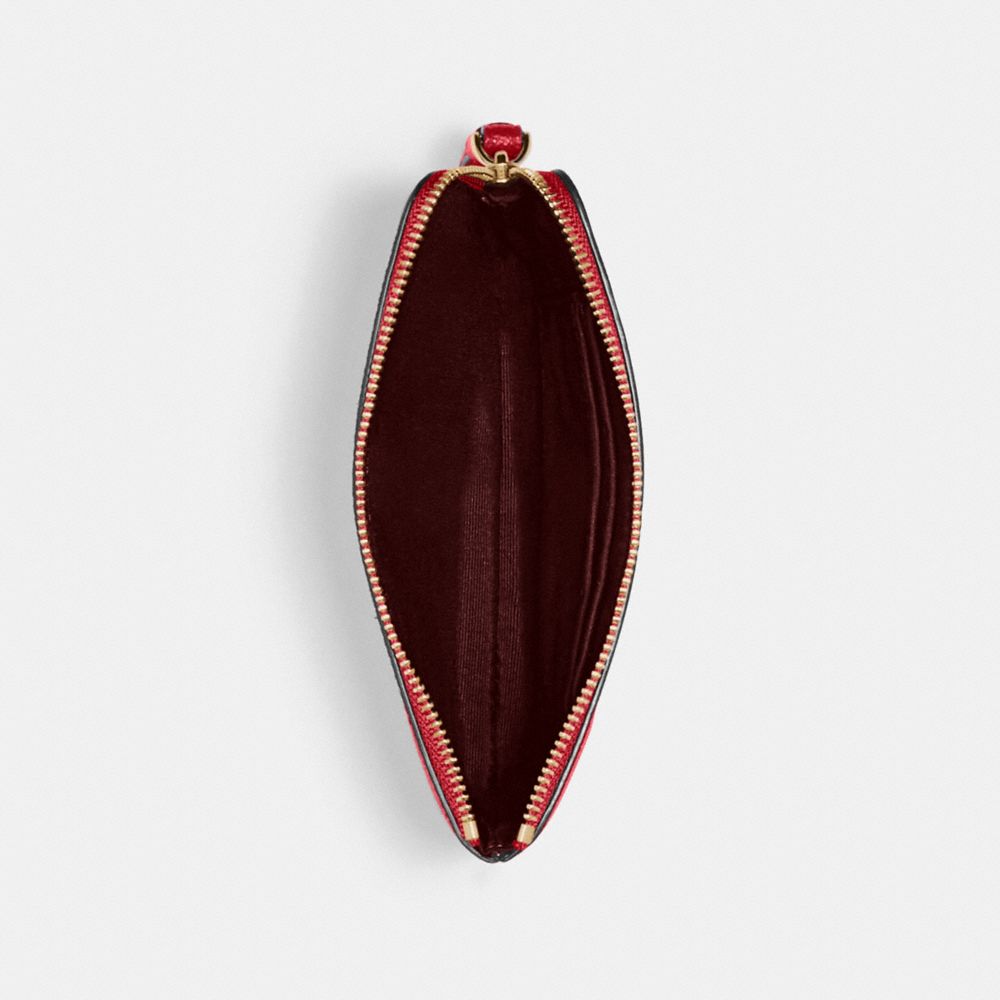COACH®,CORNER ZIP WRISTLET,Crossgrain Leather,Gold/1941 Red,Inside View,Top View