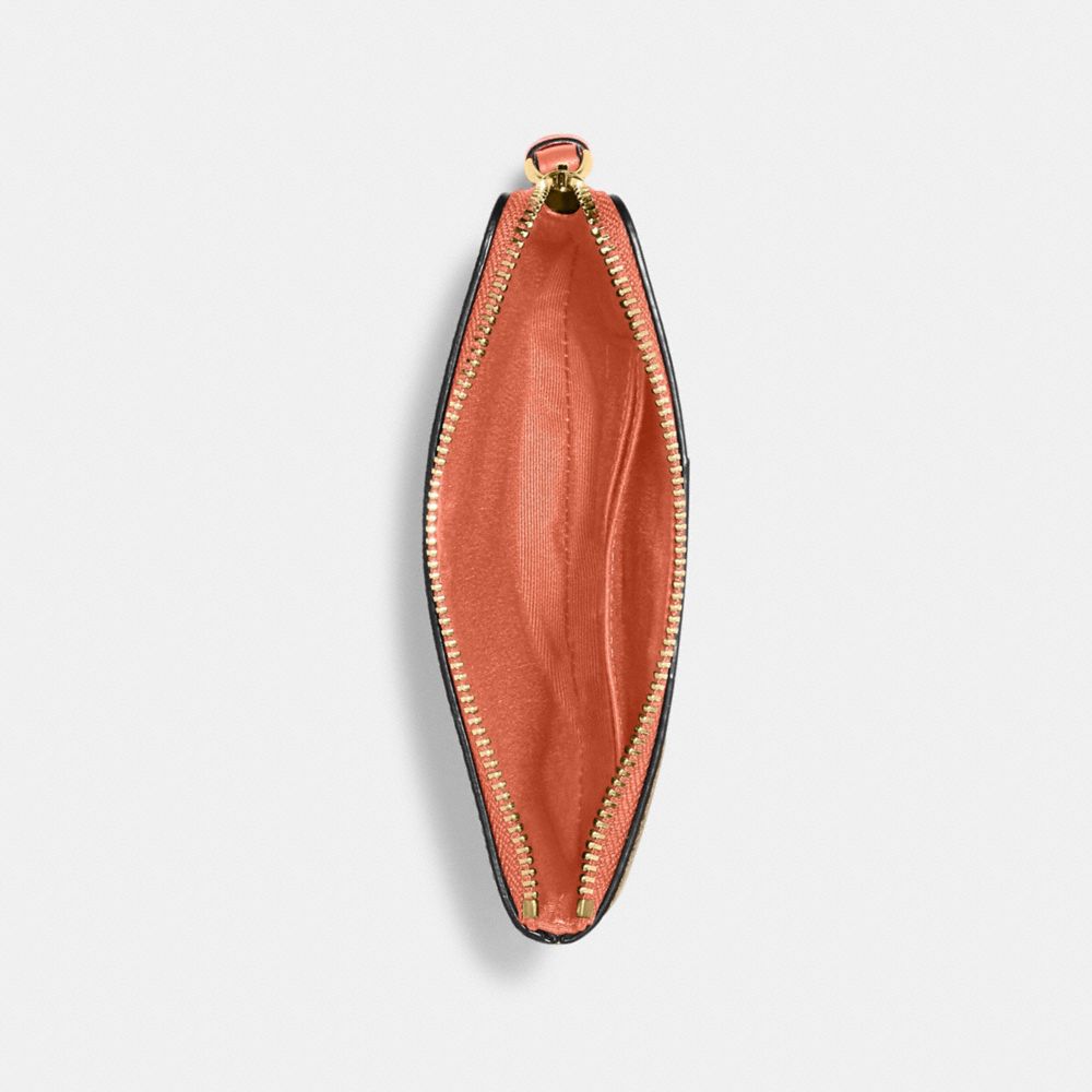 COACH®,CORNER ZIP WRISTLET IN SIGNATURE CANVAS,Signature Canvas,Im/Khaki/Light Coral,Inside View,Top View