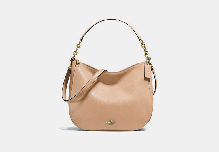 COACH®,CHELSEA HOBO 32,Cuir,Or Clair/Hêtre,Front View