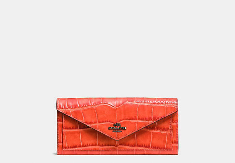 Soft Wallet In Croc Embossed Leather