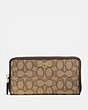 COACH®,ACCORDION ZIP WALLET IN SIGNATURE JACQUARD,Coated Canvas,Khaki/Brown/Light Gold,Front View