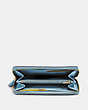 COACH®,ACCORDION ZIP WALLET,Pebbled Leather,Mini,Brass/Pacific Blue,Inside View,Top View