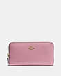 COACH®,ACCORDION ZIP WALLET,Pebbled Leather,Mini,Brass/Rose,Front View