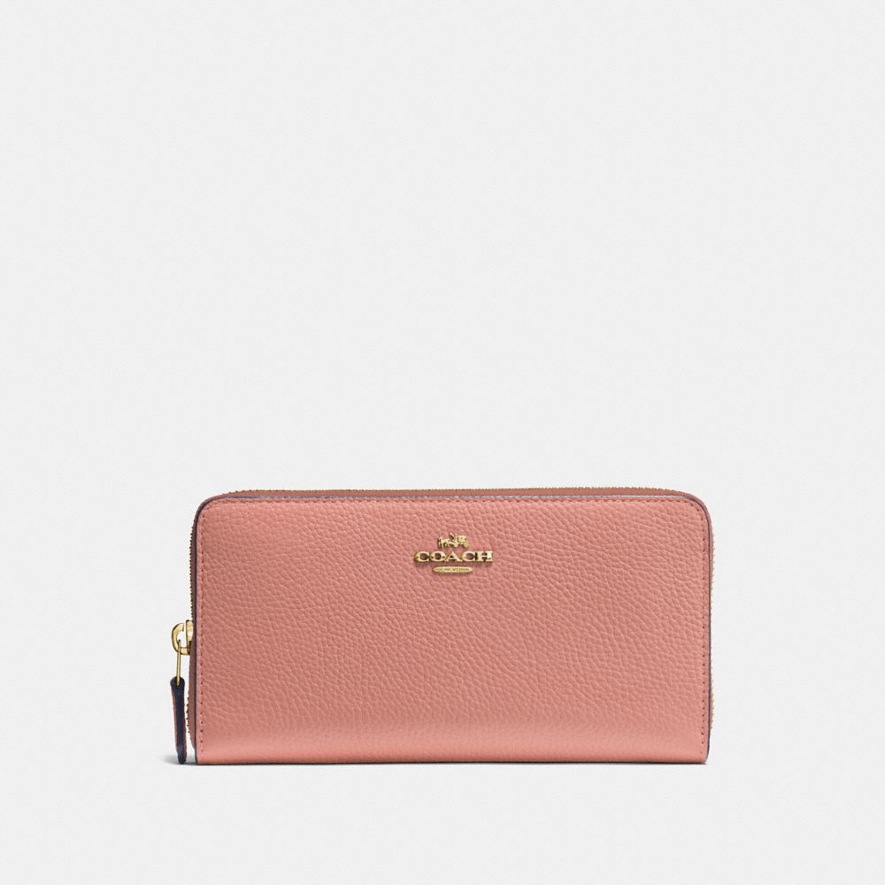 COACH®,ACCORDION ZIP WALLET,Mini,Gold/Light Peach,Front View