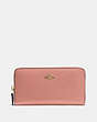 COACH®,ACCORDION ZIP WALLET,Pebbled Leather,Mini,Gold/Light Peach,Front View
