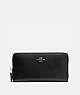 COACH®,ACCORDION ZIP WALLET,Pebbled Leather,Mini,Light Gold/Black,Front View