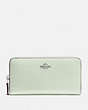COACH®,ACCORDION ZIP WALLET,Pebbled Leather,Mini,Silver/Pale Green,Front View