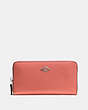 COACH®,ACCORDION ZIP WALLET,Pebbled Leather,Mini,Silver/Bright Coral,Front View