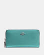COACH®,ACCORDION ZIP WALLET,Pebbled Leather,Mini,Silver/Marine,Front View