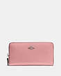 COACH®,ACCORDION ZIP WALLET,Pebbled Leather,Mini,Silver/Light Blush,Front View