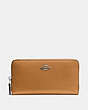 COACH®,ACCORDION ZIP WALLET,Pebbled Leather,Mini,Silver/Light Saddle,Front View