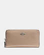 COACH®,ACCORDION ZIP WALLET,Pebbled Leather,Mini,Silver/Stone,Front View
