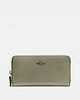 COACH®,ACCORDION ZIP WALLET,Pebbled Leather,Mini,Pewter/Light Fern,Front View